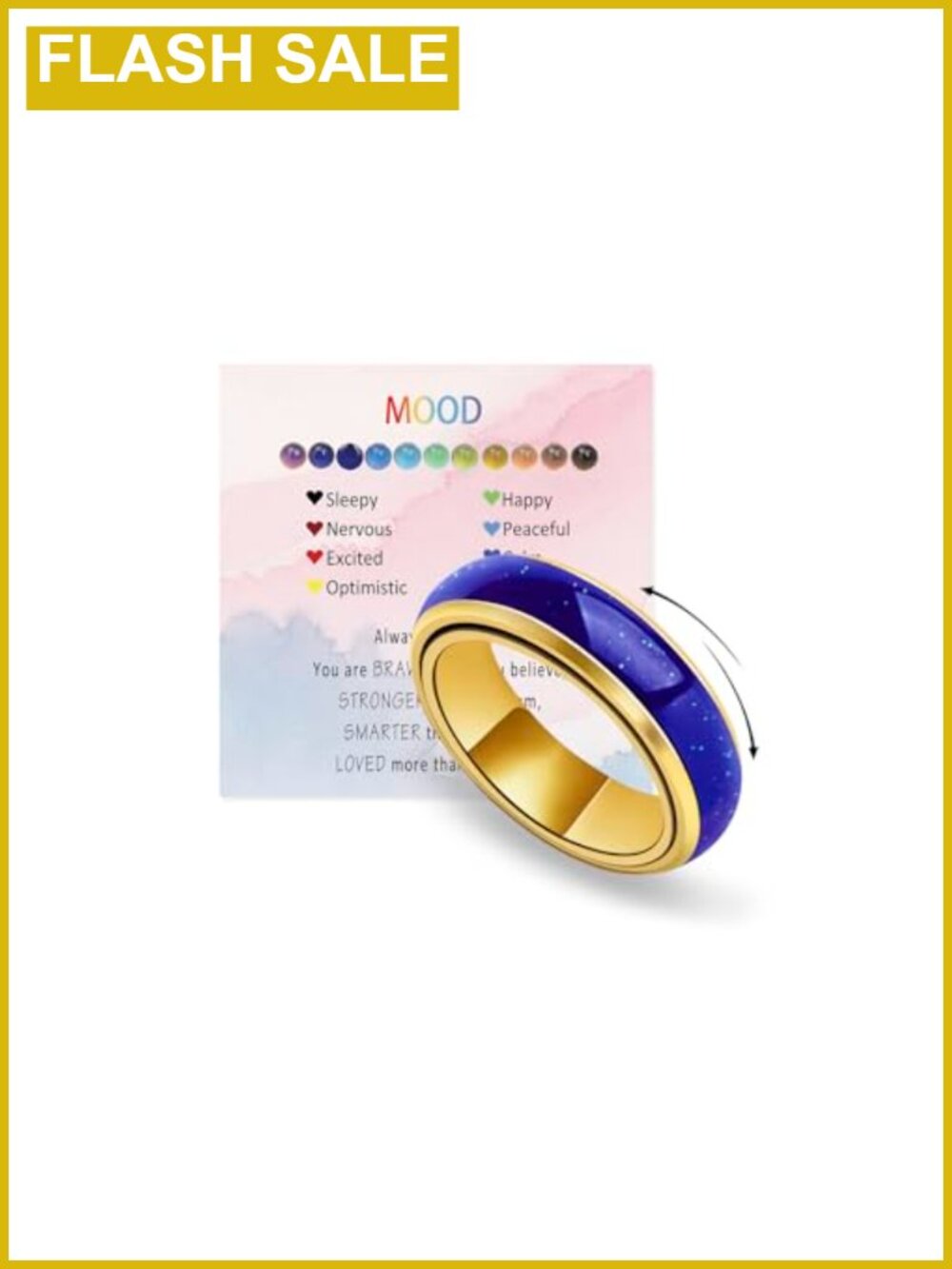 Stainless Steel Mood Fidget Spinner Ring Anxiety Stress Relief Jewelry